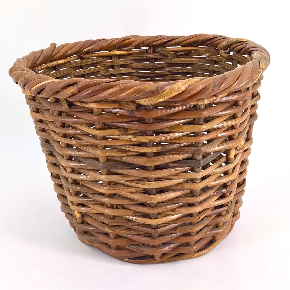 Woven Wicker Brown Basket Large Plant Pot Decor Decorative Wood